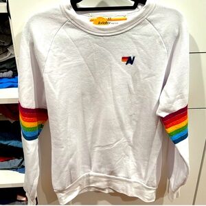 Aviator Nation white stripes sweatshirt size XS